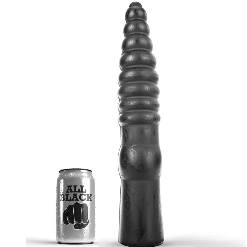 All Black Anal Dildo – 33 cm Räfflad Njutningsstav
