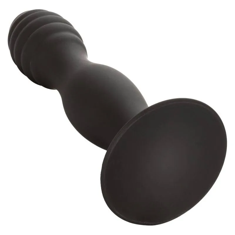 CalExotics Silicone Ribbed Analplug med Sugkoppsbas