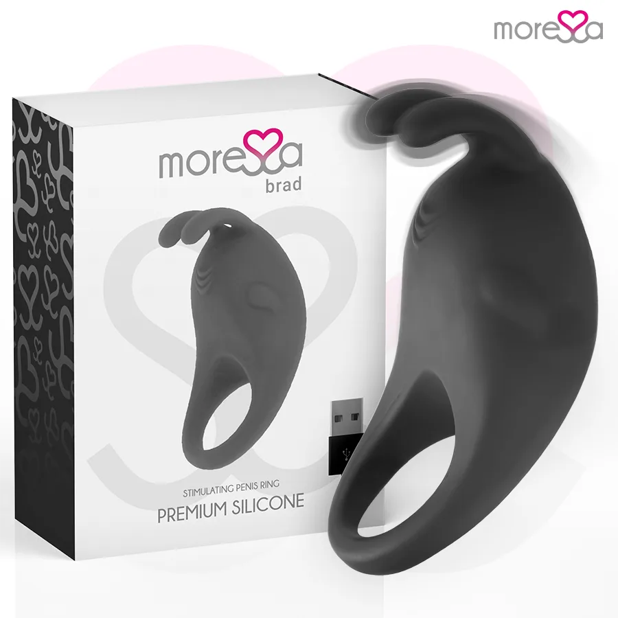 Moressa - Brad Premium Silicone Uppladdningsbar Vibrerande Penisring - Svart