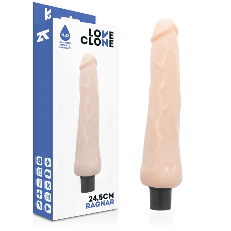 Loveclone Ragnar Självsmörjande Realistisk Vibrator – 24,5 cm Längd x 3,5 cm Diameter