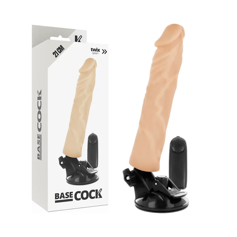 Basecock Realistic Vibrating Dildo with Remote Control – Flesh, 21 cm x 4 cm