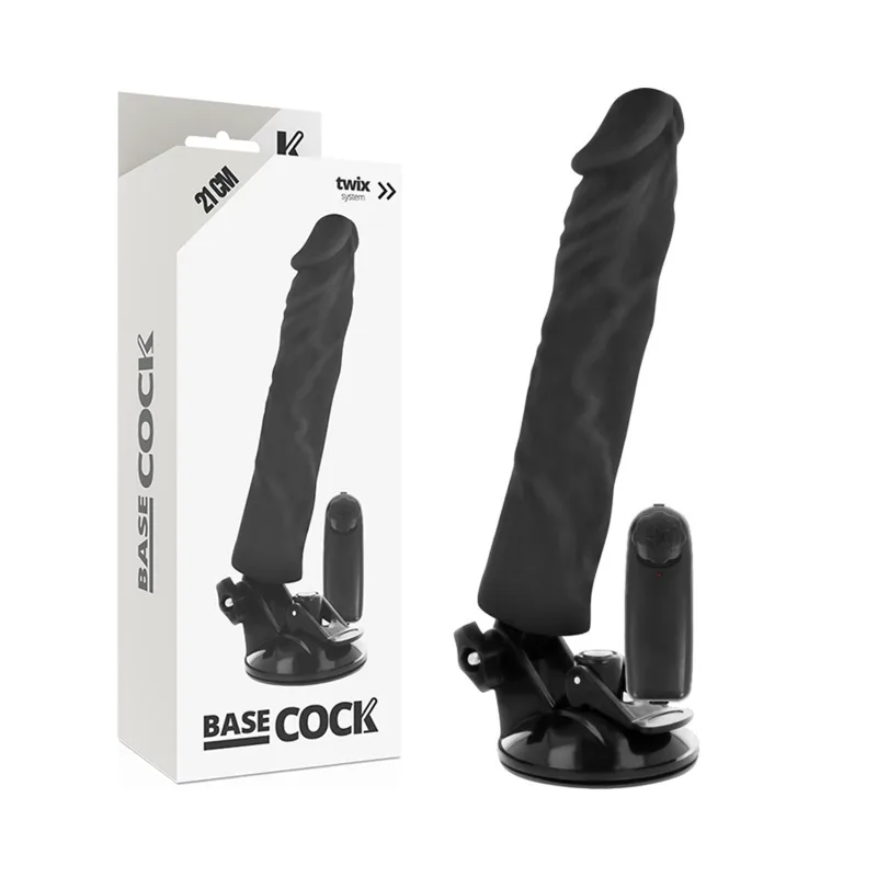 Basecock Realistisk Vibrerande Dildo med Trådbunden Fjärrkontroll – Svart, 21 cm x 4 cm