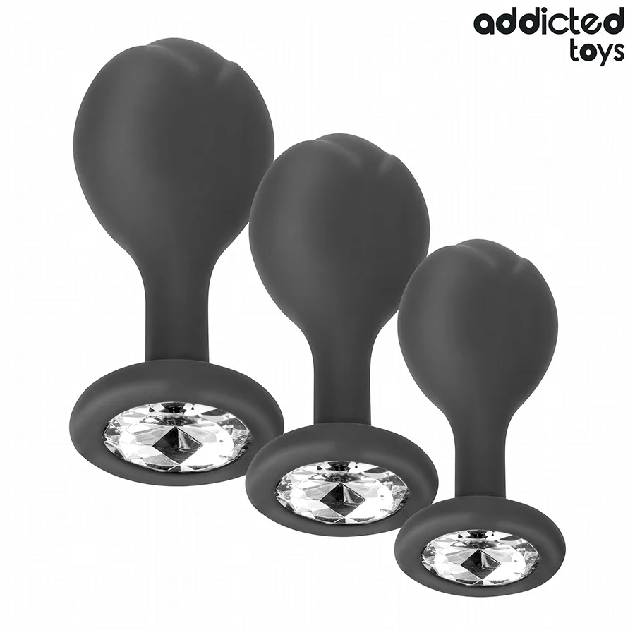Addicted Toys – Set of 3 Silicone Anal Plugs with Decorative Jewel Base