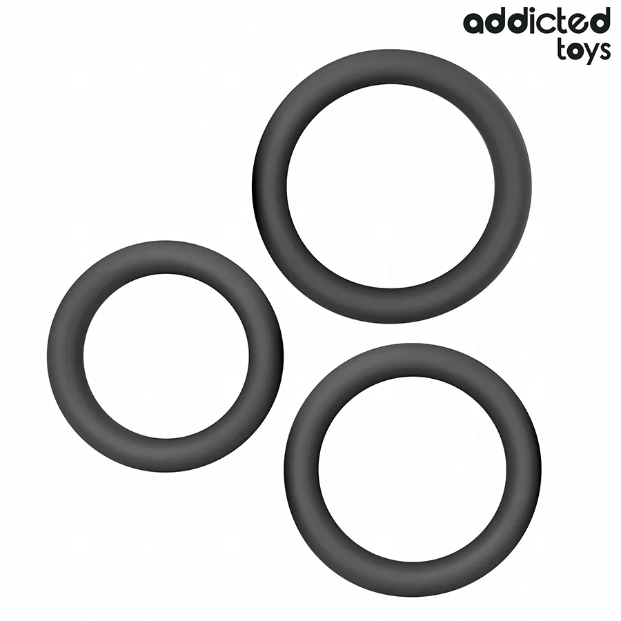 Addicted Toys - Set of Flat Silicone Penile Rings (3 Sizes)