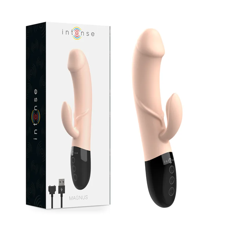 Intense Magnus Dubbelmotors Uppladdningsbar Vibrator – Naturlig & Svart