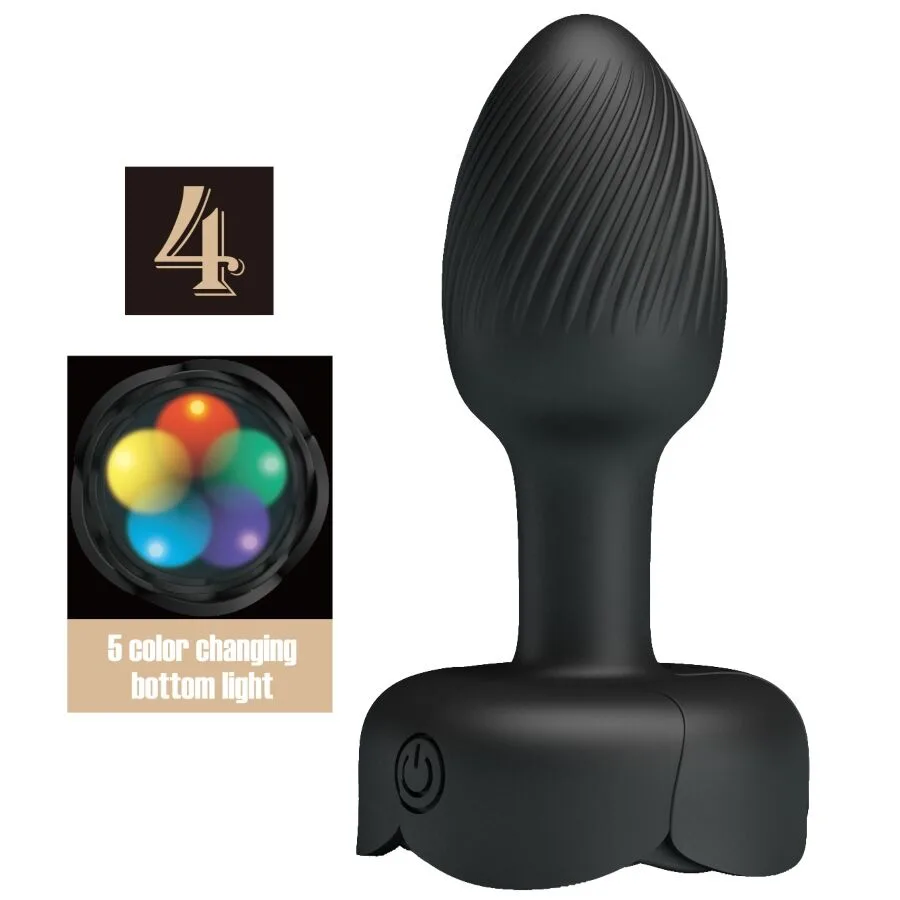 Pretty Love Olman Anal Plug with LED Light – Black, 8.8 cm