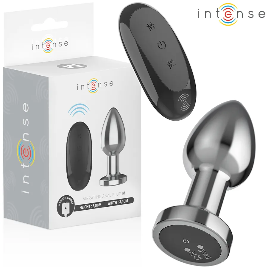 Intense – Vibrerande Analplugg med 10 Vibrationsmodi, Aluminium, Fjärrkontroll – Storlek M