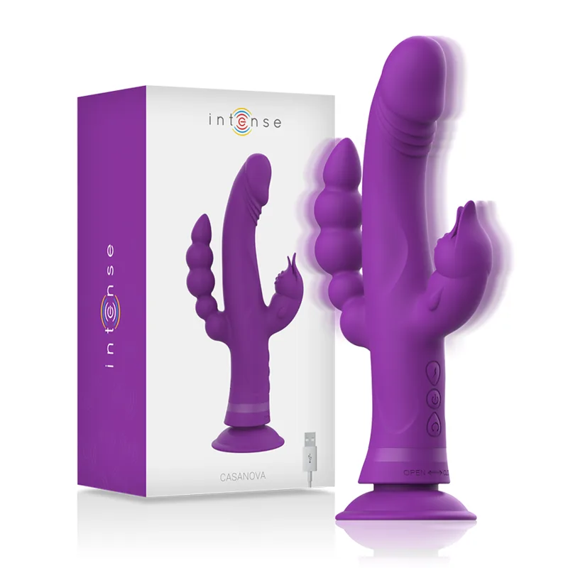 Intense Casanova Trippelmotor Rabbit Silikon Vibrator – 30 Vibrationsmoder – Lila