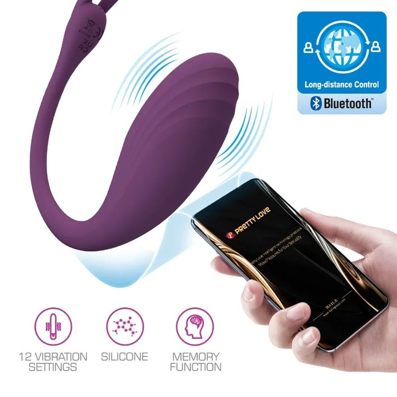 Pretty Love Catalina App-Controlled Rechargeable Wearable Vibrator with 12 Functions – Purple