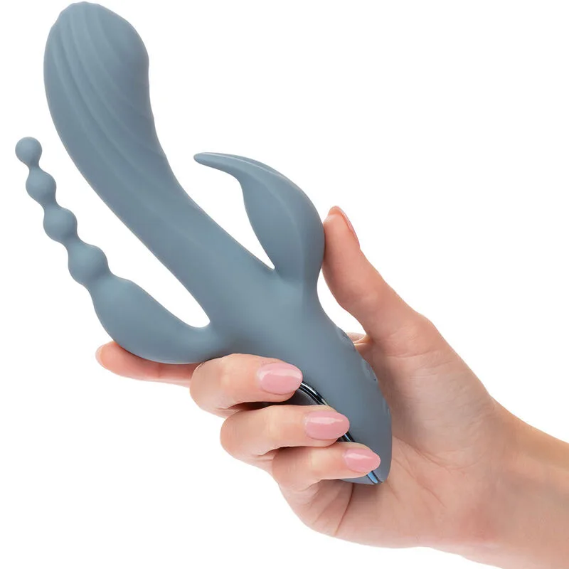 Calexotics Triple Ecstasy Triple-Action Rechargeable Vibrating Massager - Grey