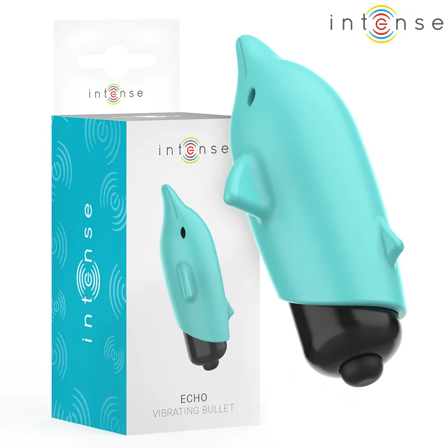Intense Echo Vibrerande Bullet – Delfin Design | Blå | 8 x 4,7 cm