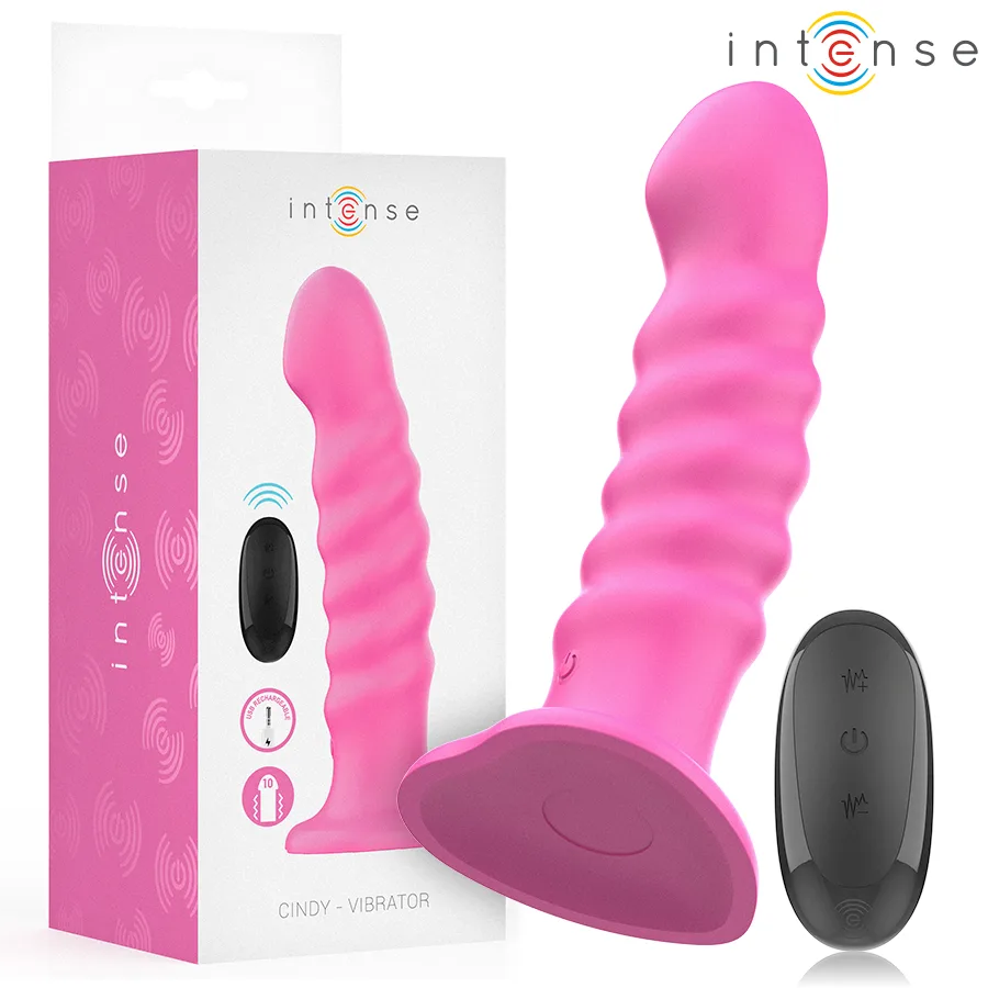 Intense - Cindy Spiral-Design Vibrator Size L | 10 Vibration Modes | Remote Control | Pink