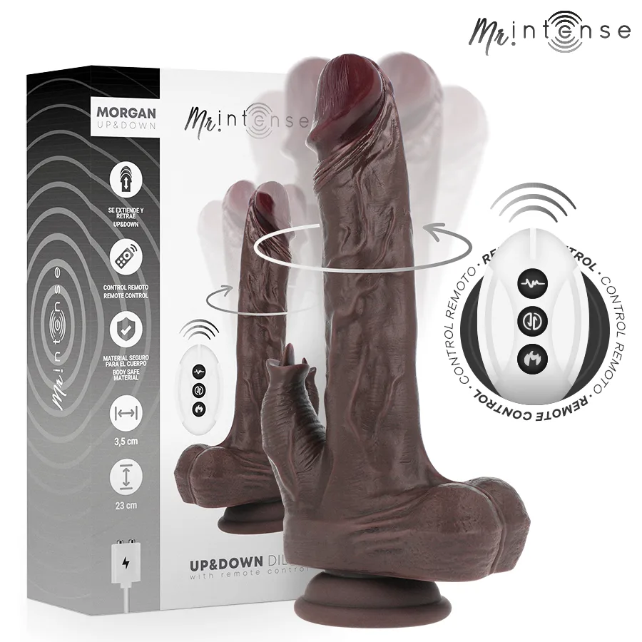 Mr Intense - Morgan Realistisk Multifunktions Vibrerande Dildo med Stötrörelse och Trådlös Fjärrkontroll – 23 cm Total Längd / 3,5 cm Diameter