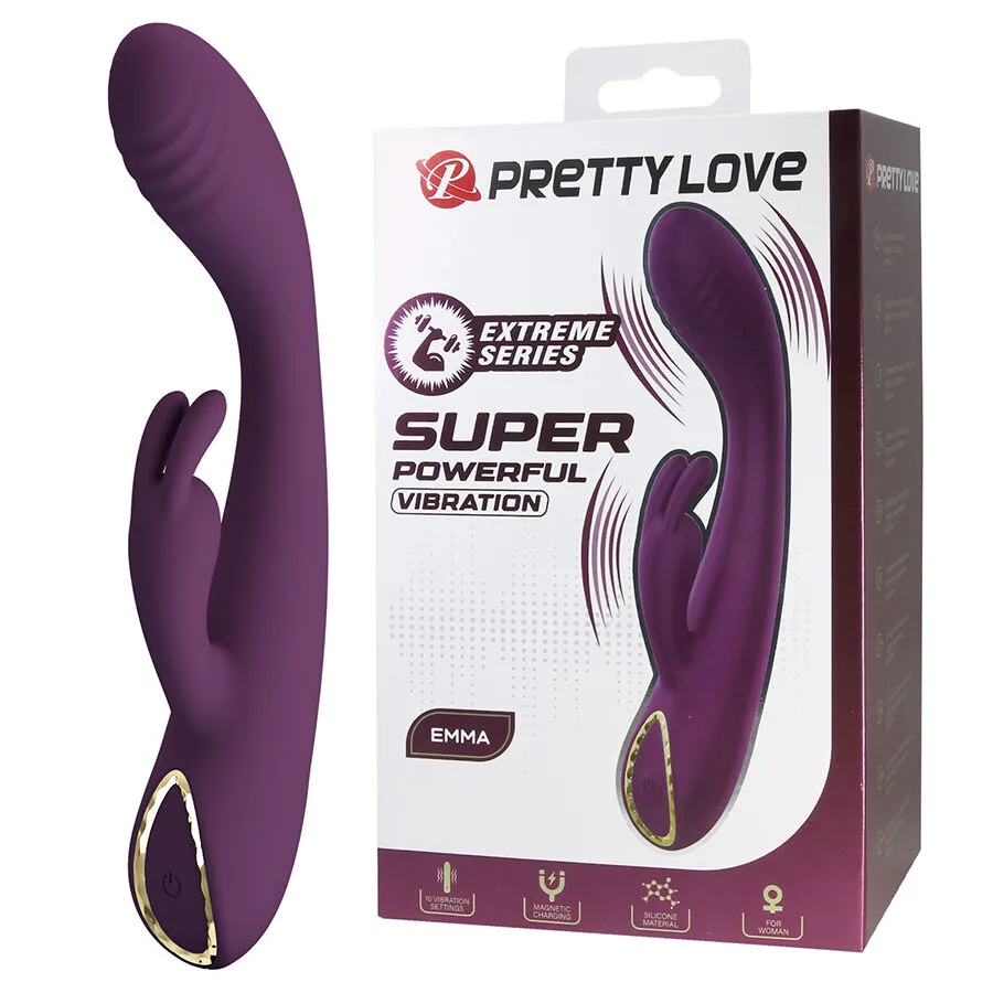 Pretty Love Emma Rabbit Vibrator with Clitoral Stimulator – Purple