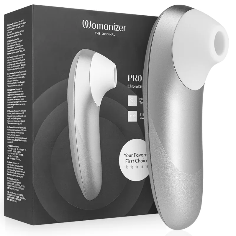 Womanizer Pro Vibrant Klitorisstimulator med Lufttrycksteknik – Silver Grey