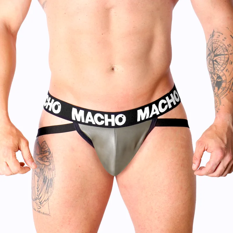 Macho MX27GR Jockstrap i Konstläder – Gråbeige | Storlek XL