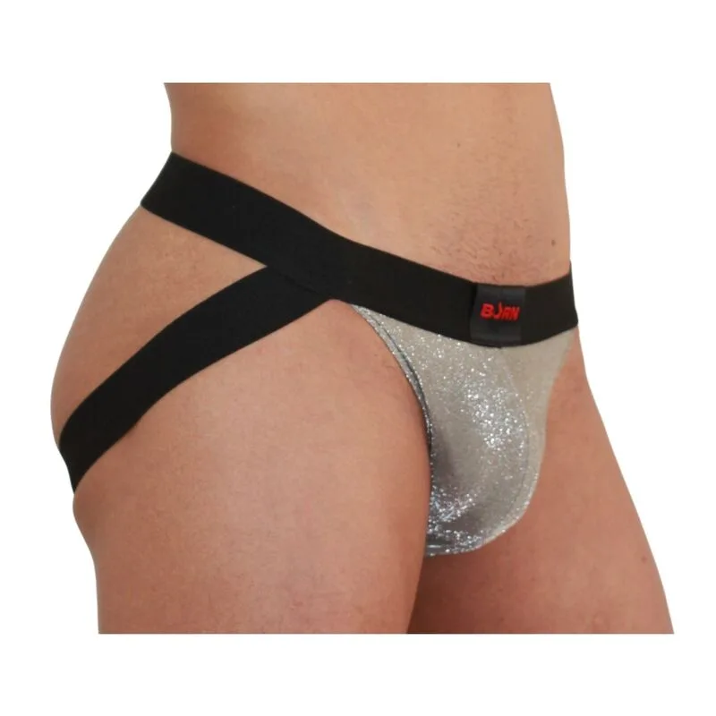 BURN 001 Jock Shiny Beige - Herrjockstrap med stöd | Färg: Svart | Storlek: L