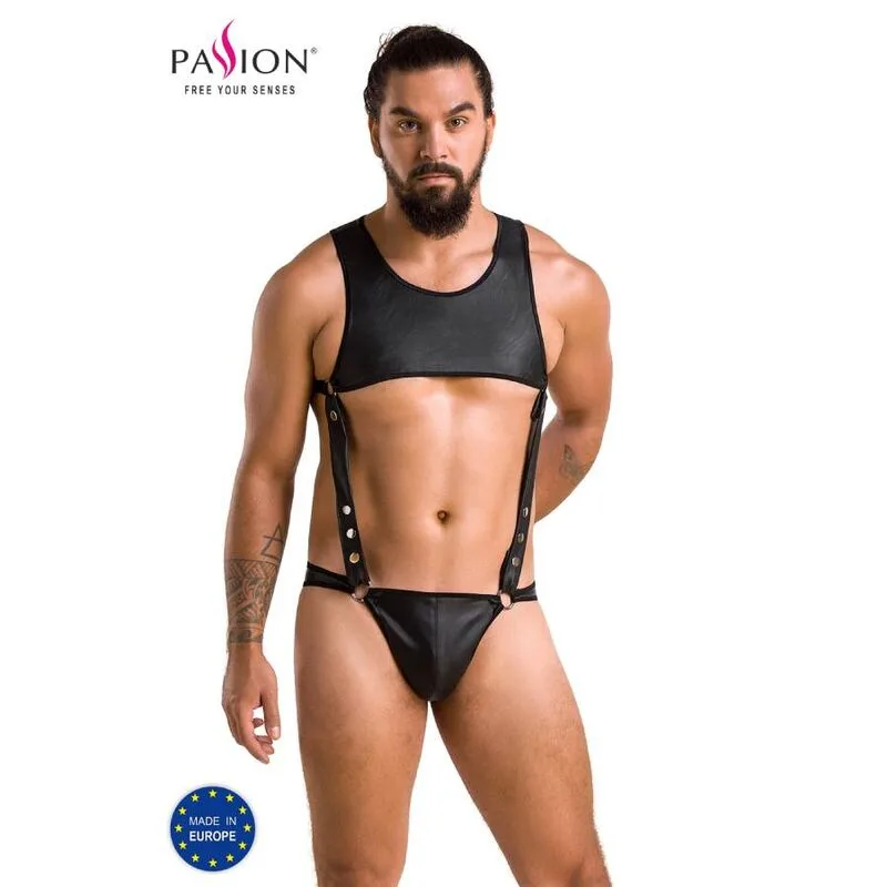 Passion 056 Body Adam Herr Figurnära Bodysuit – Svart – Storlek L/XL
