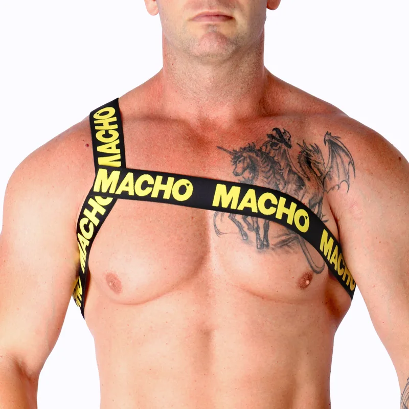 Macho - Roman Body Harness, Färg: Gul, Storlek: S/M