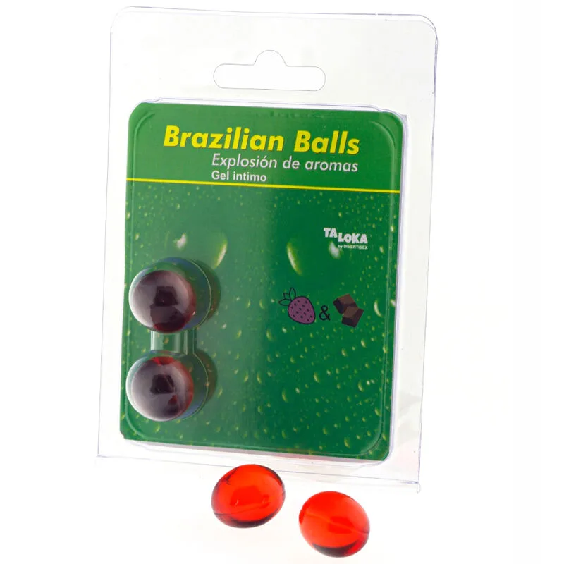 Taloka - 2 Brasilianska Massagebollar Jordgubbe & Choklad Intimt Värmande Gel