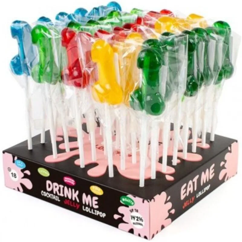 Secretplay - Penis-Shaped Cocktail Flavour Lollipops with Alcohol | Display Assortment of 40 Units