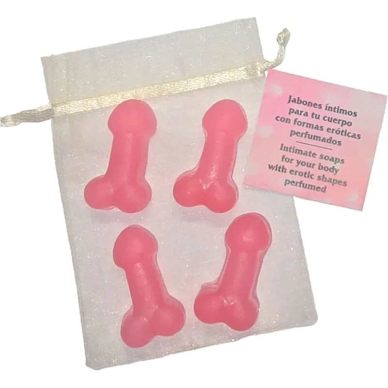 Diablo Picante - 4 Penis-Shaped Scented Mini Soaps in Pink