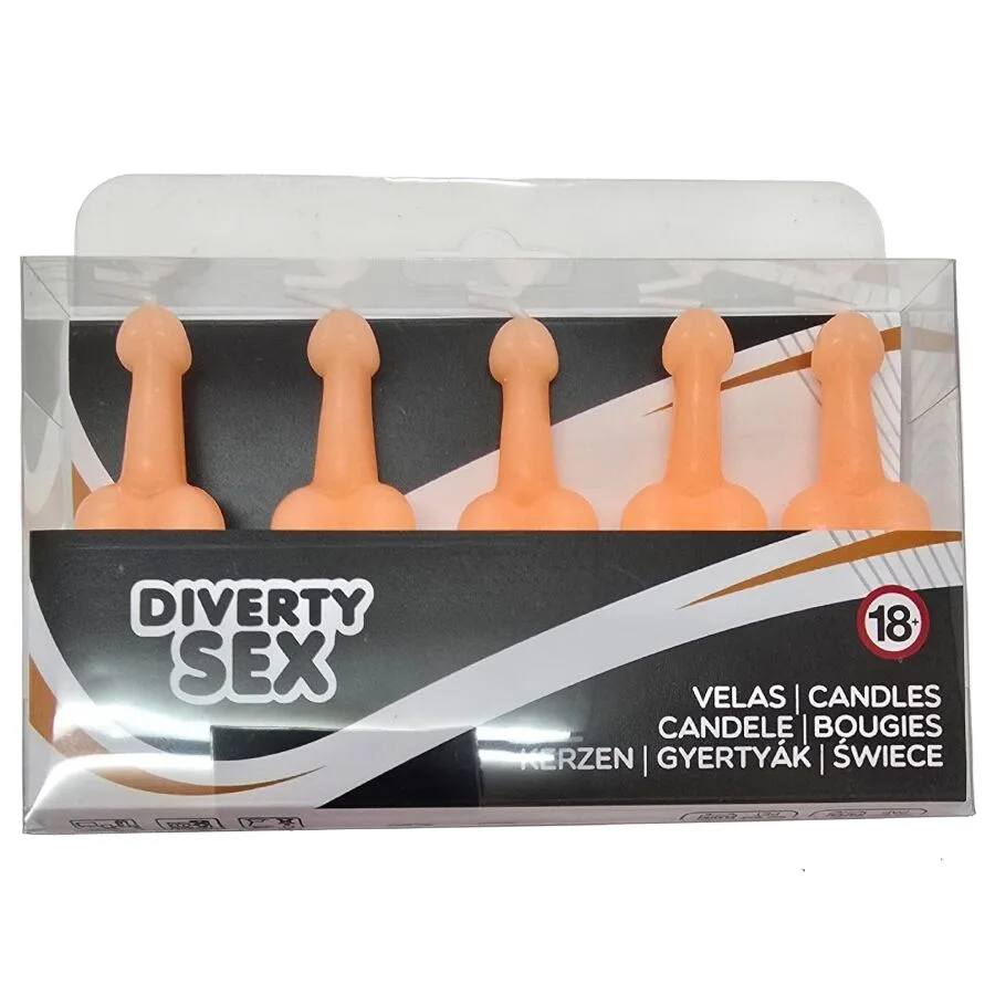 Diablo Picante – Box of 5 Flesh-Tone Penis-Shaped Candles
