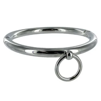 Metal Hard – BDSM Locking Steel Collar with O-Ring, 10 cm Diameter