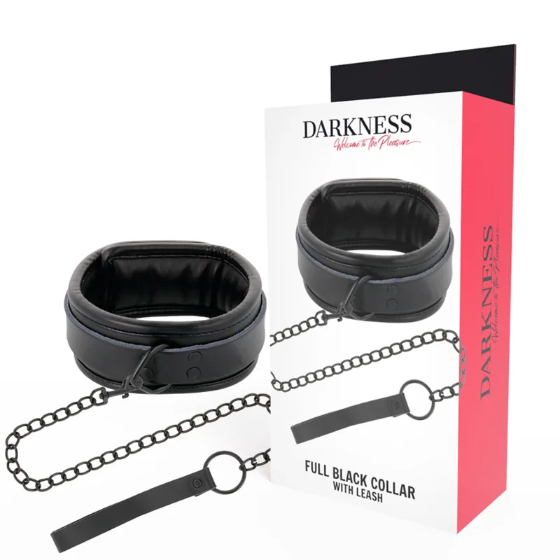 Darkness - Black Posture Collar with Chain Leash
