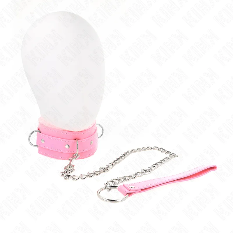 Kink Collar with Leash and Restraint Set – Pink, Adjustable 36–42 cm x 5.5 cm with 65 cm Leash