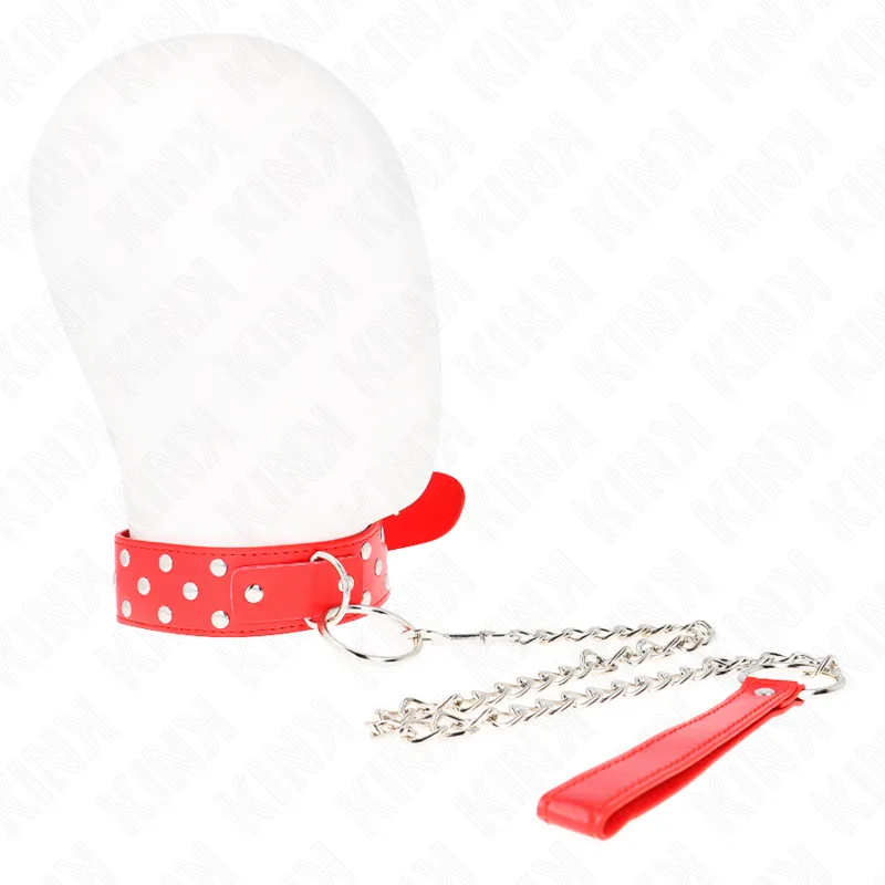 Kink - Ring Rivet Strap Collar Necklace with Belt | 65 CM | Adjustable 36–50 CM | Red