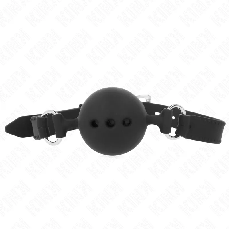 Kink Full Silicone Ball Gag – Medium 4,5 cm boll, justerbart rem 35–51 cm, svart