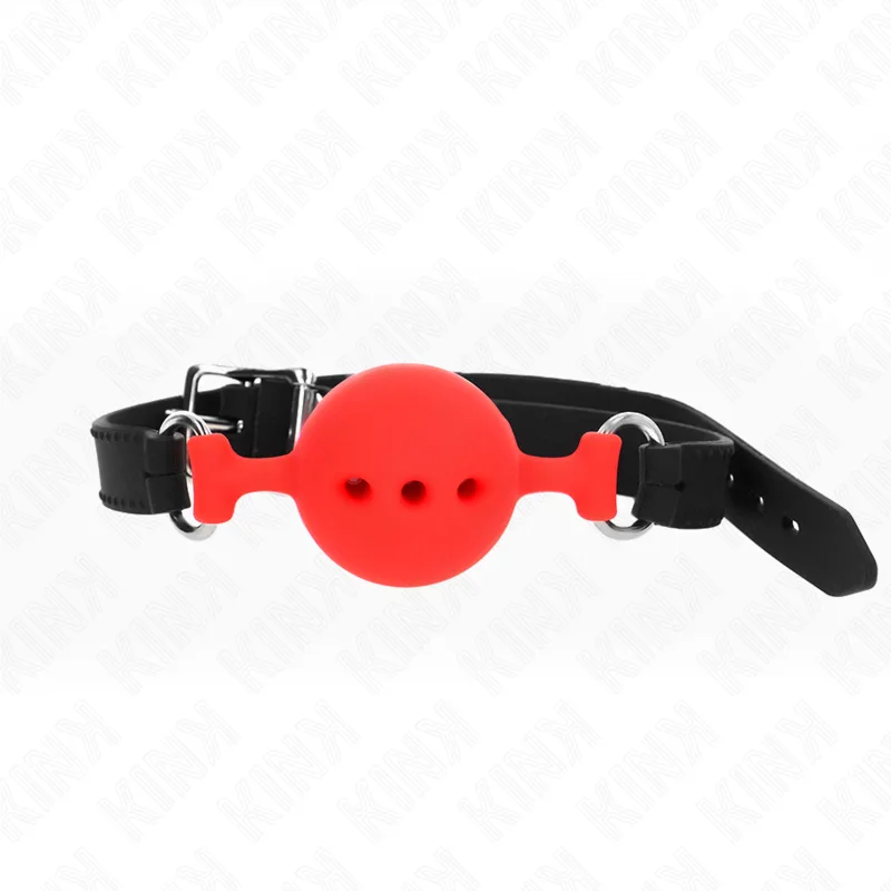 Kink Full Silicone Ball Gag – Medium 4,5 cm boll, röd, justerbart rem 35–51 cm