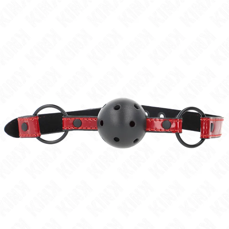 Kink Shiny Leatherette Ball Gag – 4.5 cm Ball with Adjustable Strap