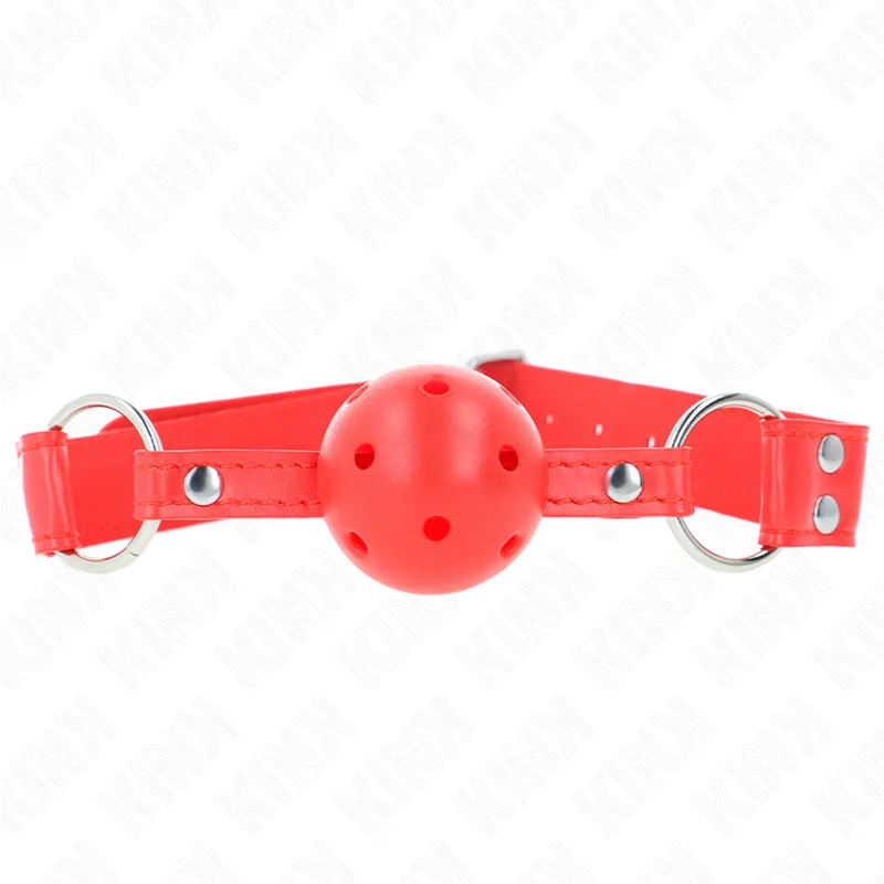 Kink Complete Red Hollow Hard Ball Gag - 62mm Ball with 2cm Strap