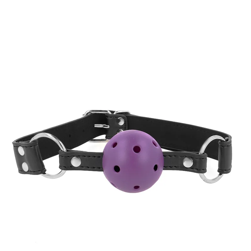 Kink Breathable Ball Gag with Double Rivet Strap – 4 cm Ball, Purple, Adjustable 42–58 cm