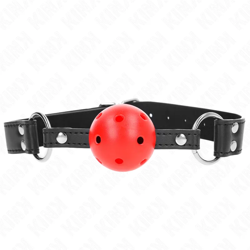 Kink Breathable Ball Gag with Double-Rivet Leather Strap – 4 cm Ball, Adjustable 42–58 cm