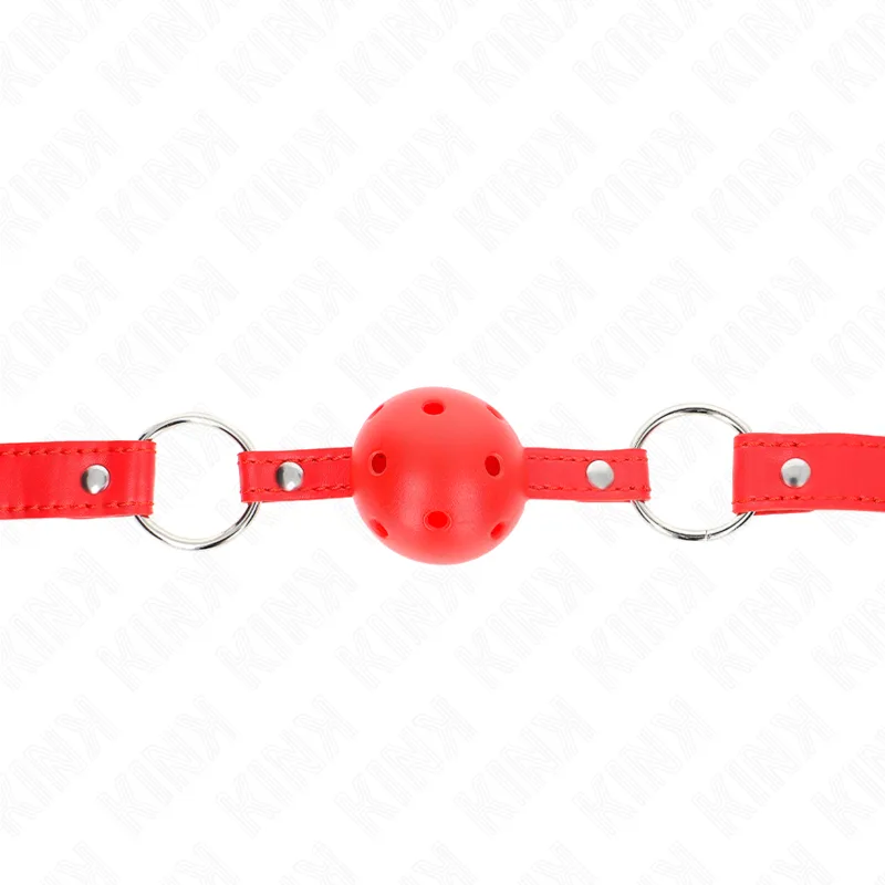 Kink Breathable Ball Gag with Double Rivet Strap – 4 cm Ball, Red, Adjustable 42–58 cm
