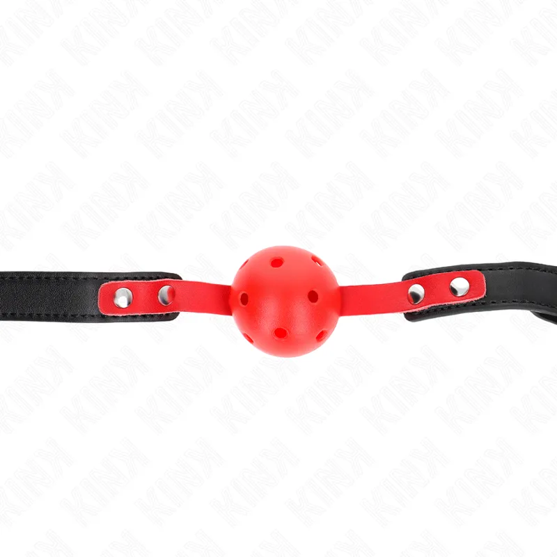 Kink – Red Hollow Hard Ball Gag with Adjustable Black Strap