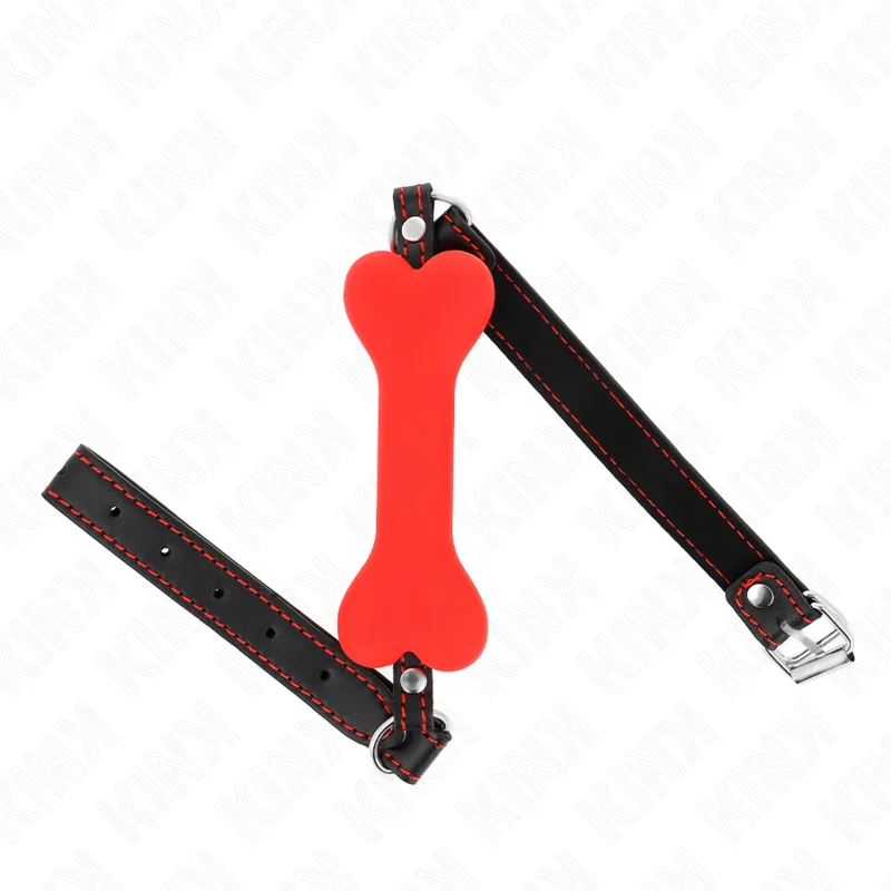 Kink Red Bone Mouth Gag – 12 cm Bite Bar with 63 x 2 cm Strap