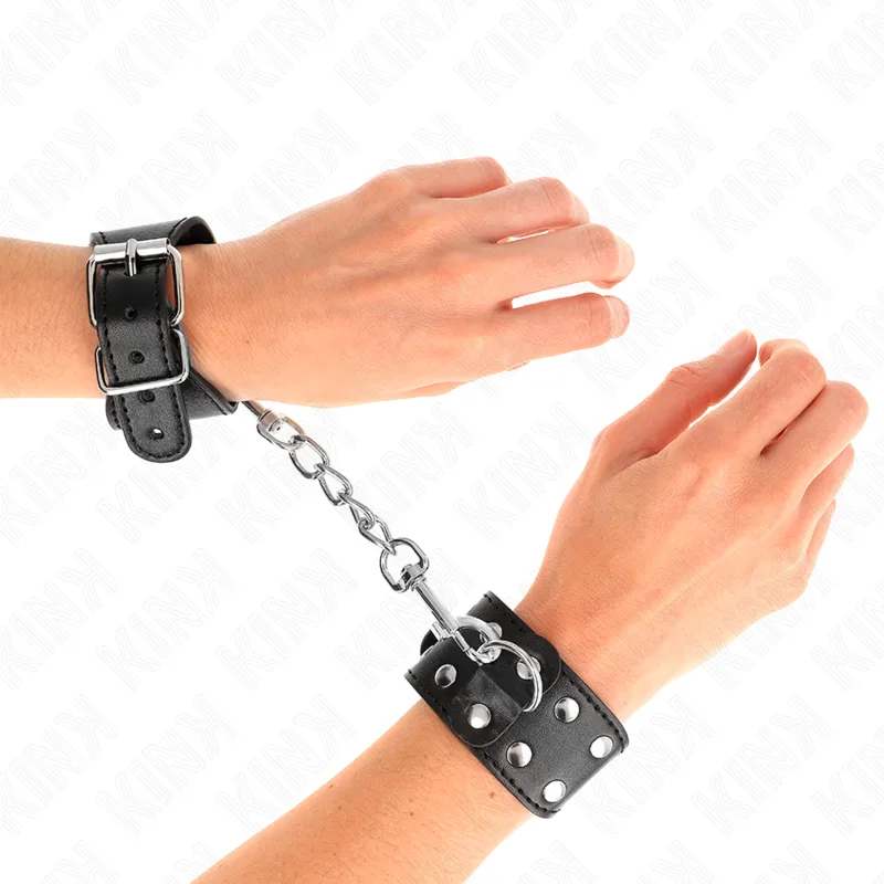 Kink Adjustable Double-Row Studded Wristbands in Black