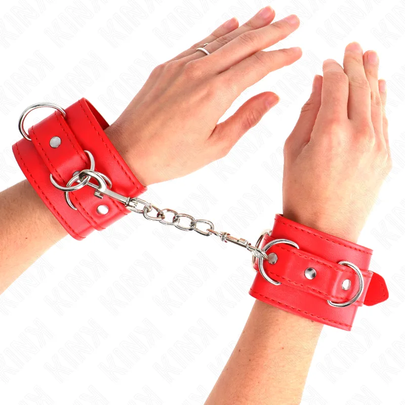 Kink 3 D-Ring Adjustable Wrist Restraints in Red – 17.5–25 cm x 6 cm