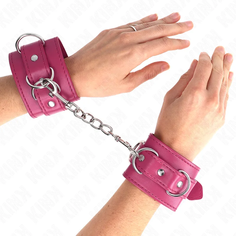 Kink 3 D-Ring Adjustable Wrist Restraints – Pink (17.5–25 cm x 6 cm)