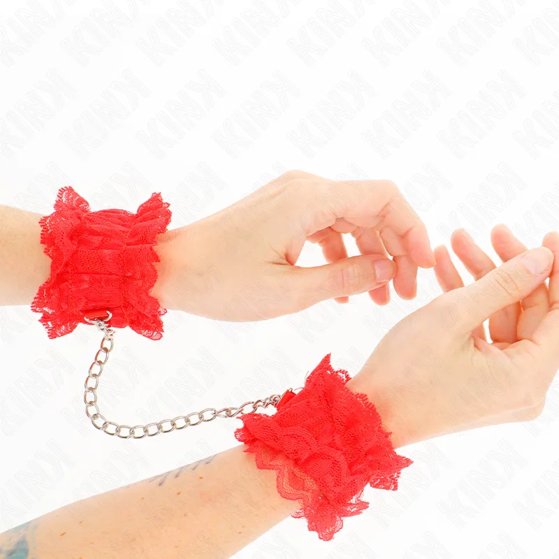 Kink Lace Elastic Wrist Restraints – Red