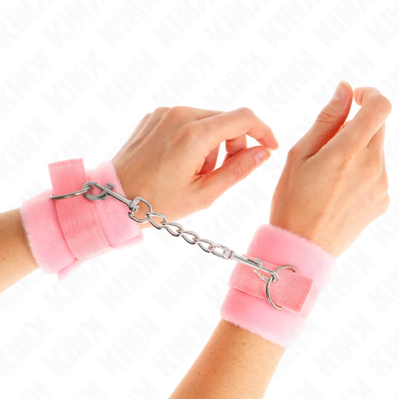 Kink Beginner Fur-Lined Handcuffs in Pink – 30 x 7 cm