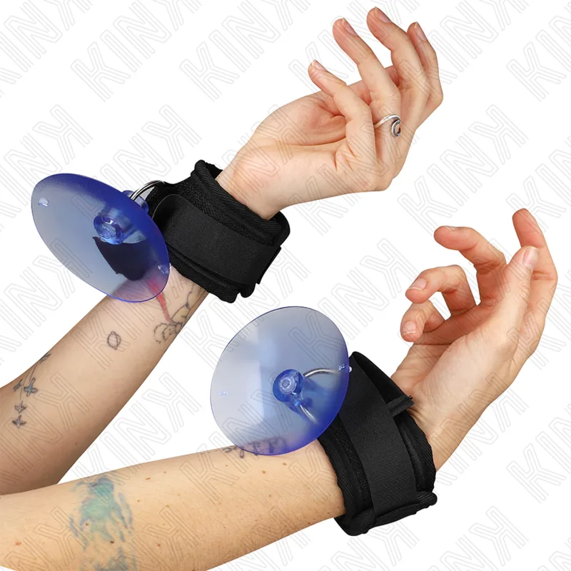 Kink Suction Cup Wrist Restraints – Adjustable Black Cuffs (29–40 cm x 5 cm)