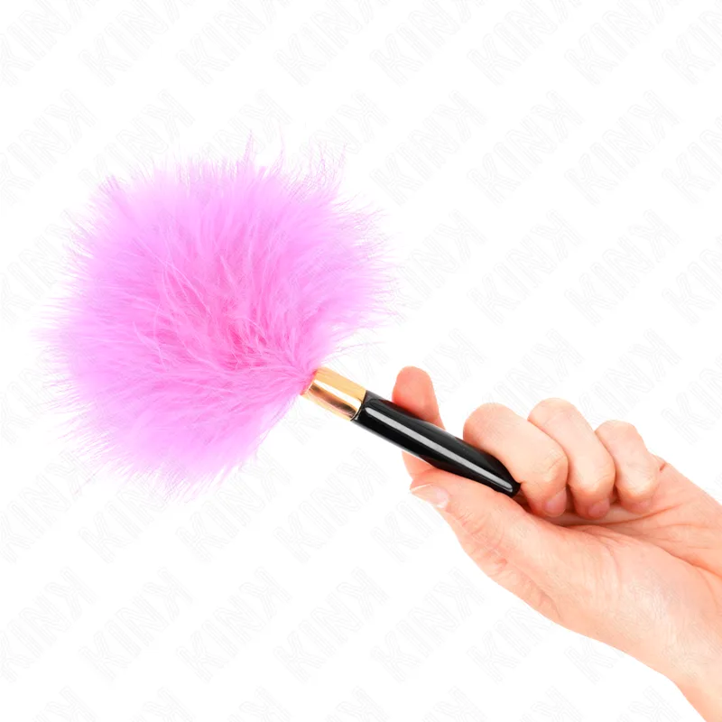 Kink Fuchsia Gold Metal Handle Feather Tickler – 18 cm