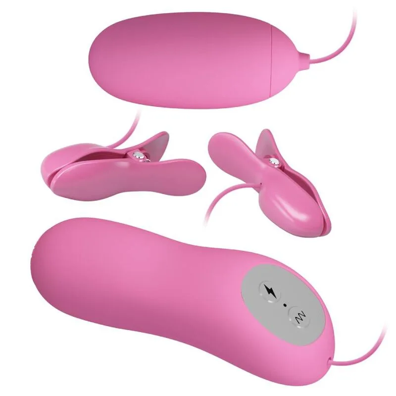 Pretty Love - Adjustable Vibrating Nipple Clamps with Electrostimulation