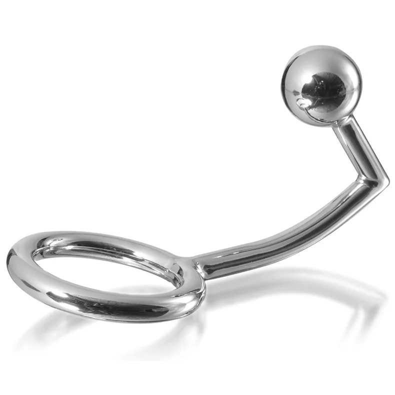 Metal Hard - Penile Ring with Anal Stimulation Hook 45MM