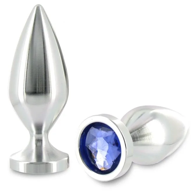 Metal Hard - Large Aluminum Anal Plug with Crystal Detail 10.16 cm